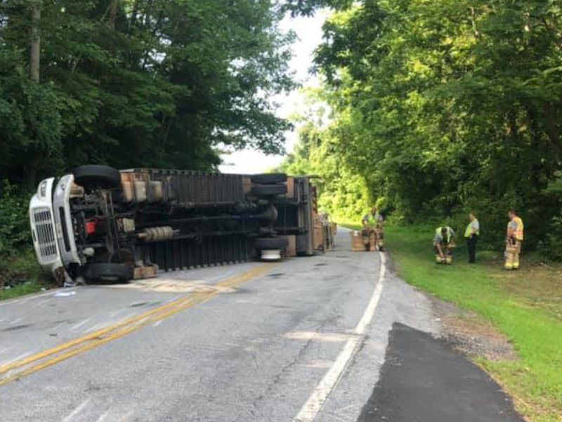 overturned truck spill